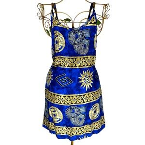 Hawaiian Original by Basix Vintage Aztec Bohemian Tie Back Mini Dress - Womens L